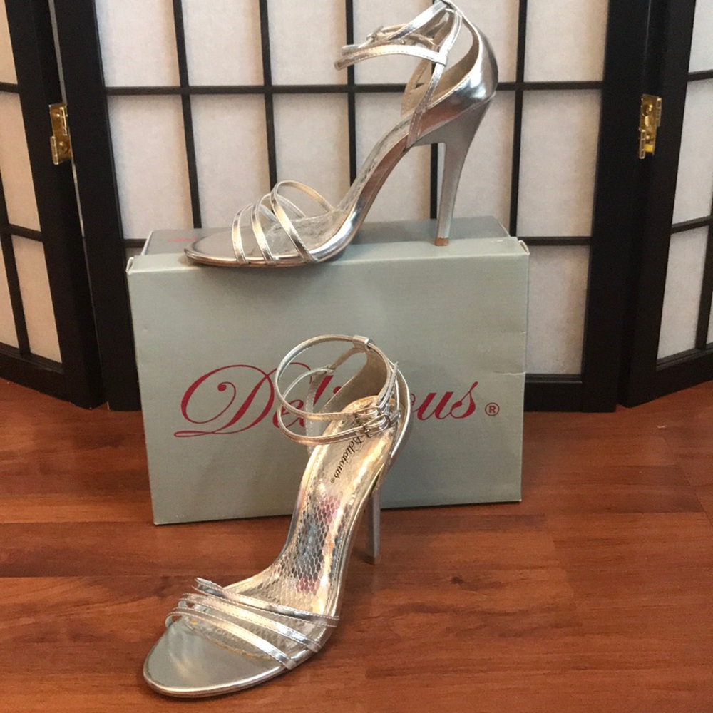 Delicious silver high heeled sandals